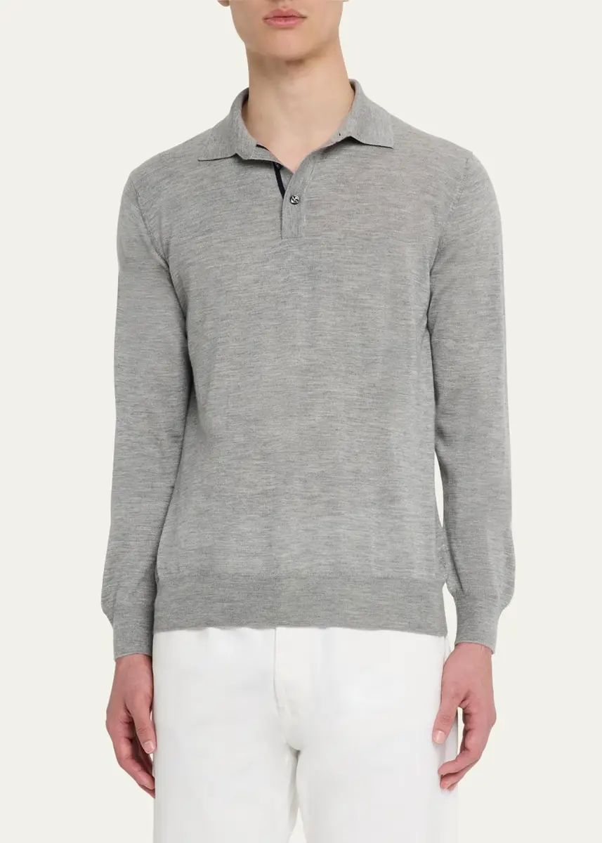 Cesare Attolini Men's Cashmere and Silk Polo Sweater | Thumbnail 4