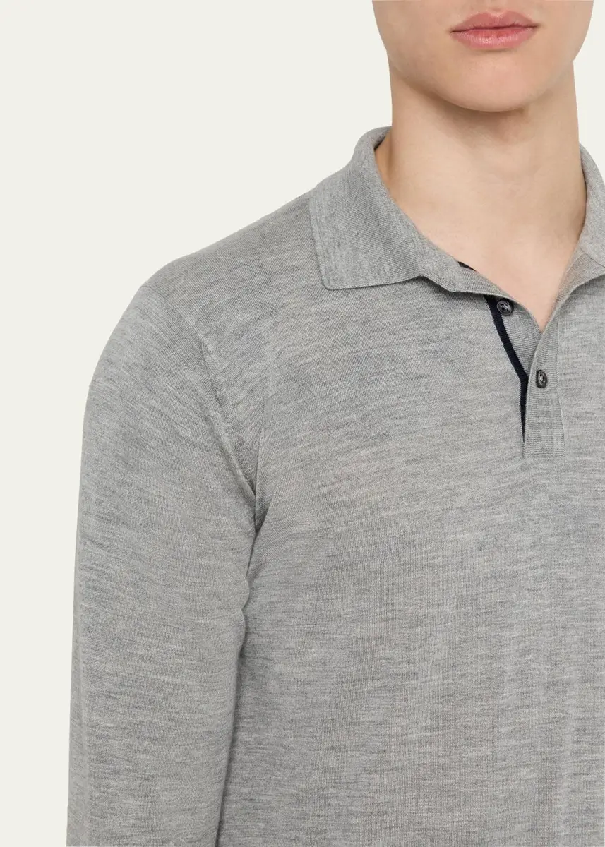 Cesare Attolini Men's Cashmere and Silk Polo Sweater | Thumbnail 5
