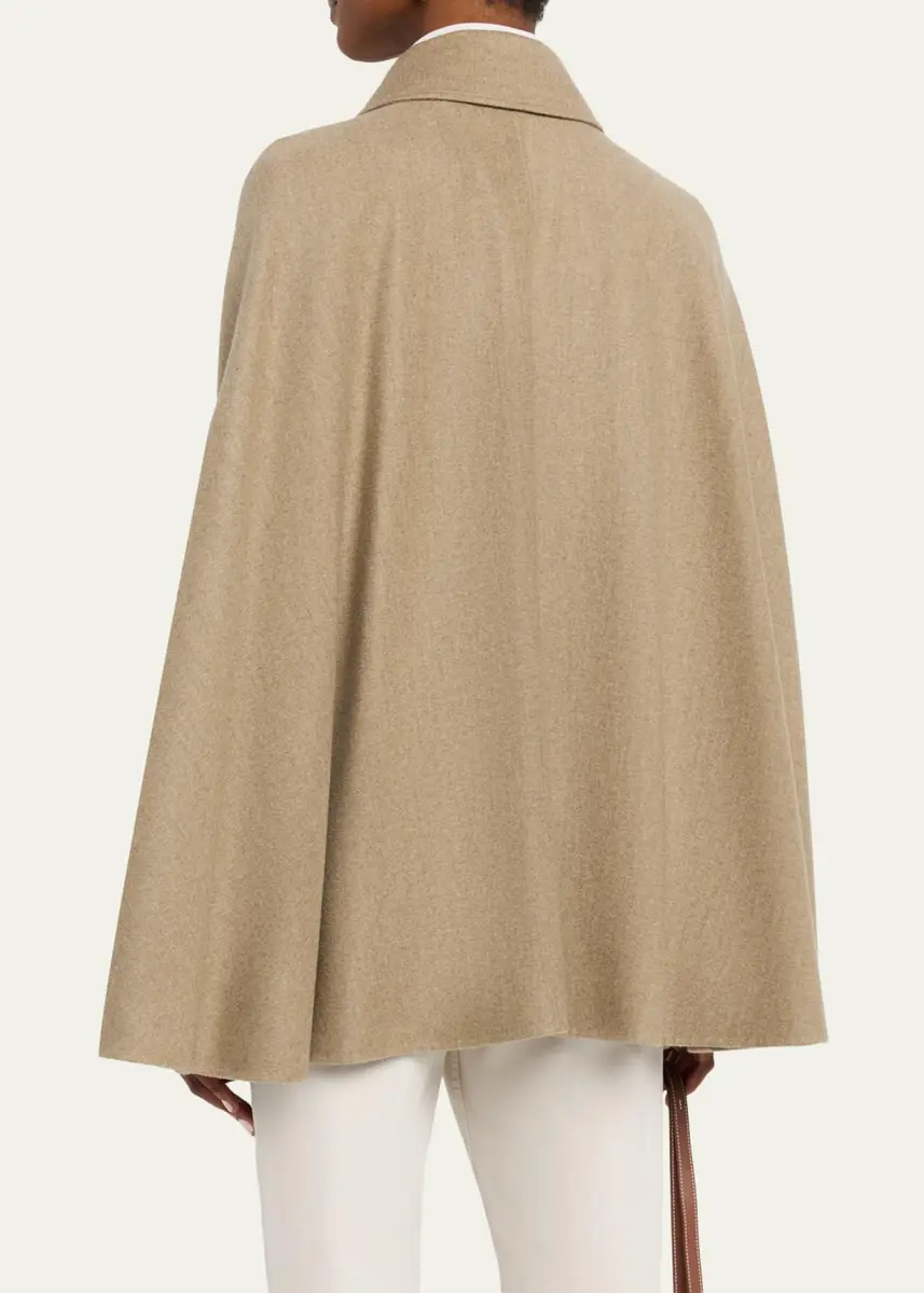 Loro Piana Gilda Double-Layer Cashmere Cape with Leather Trim | Thumbnail 3