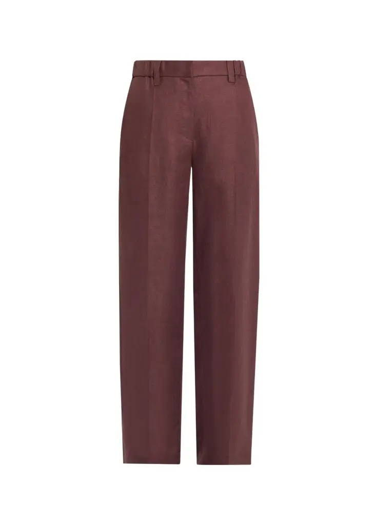 Brunello Cucinelli Elasticized Mid-Rise Linen Straight-Leg Pants | Thumbnail 1 Brunello Cucinelli Elasticized Mid-Rise Linen Straight-Leg Pants | Thumbnail 1
