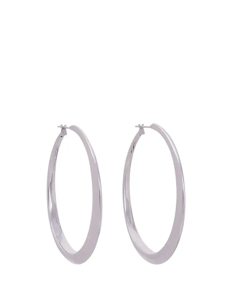 18K White Gold Oval Hoop Earrings 18K White Gold Oval Hoop Earrings