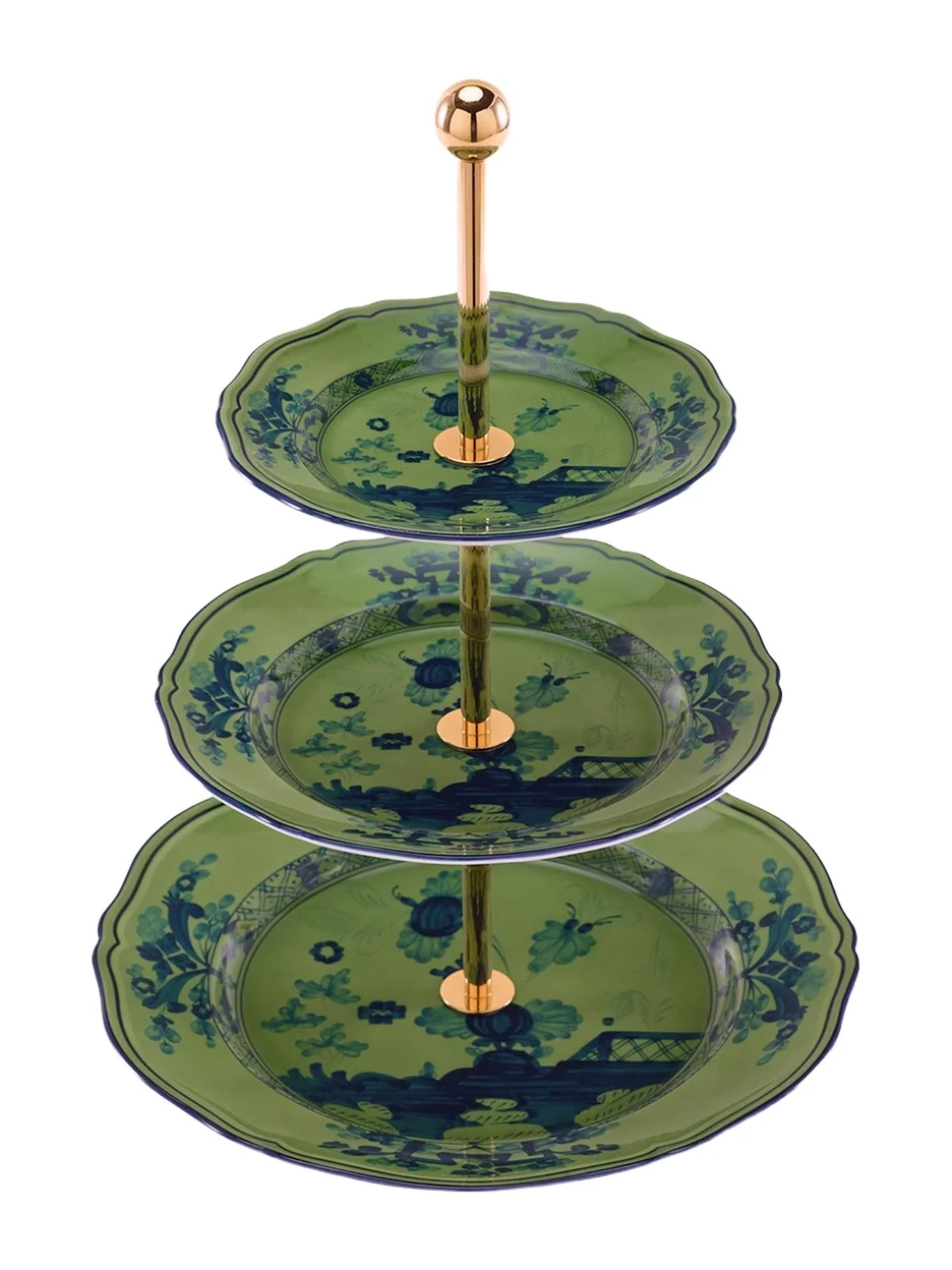 GINORI 1735 Oriente Italiano Malachite 3-Tier Stand