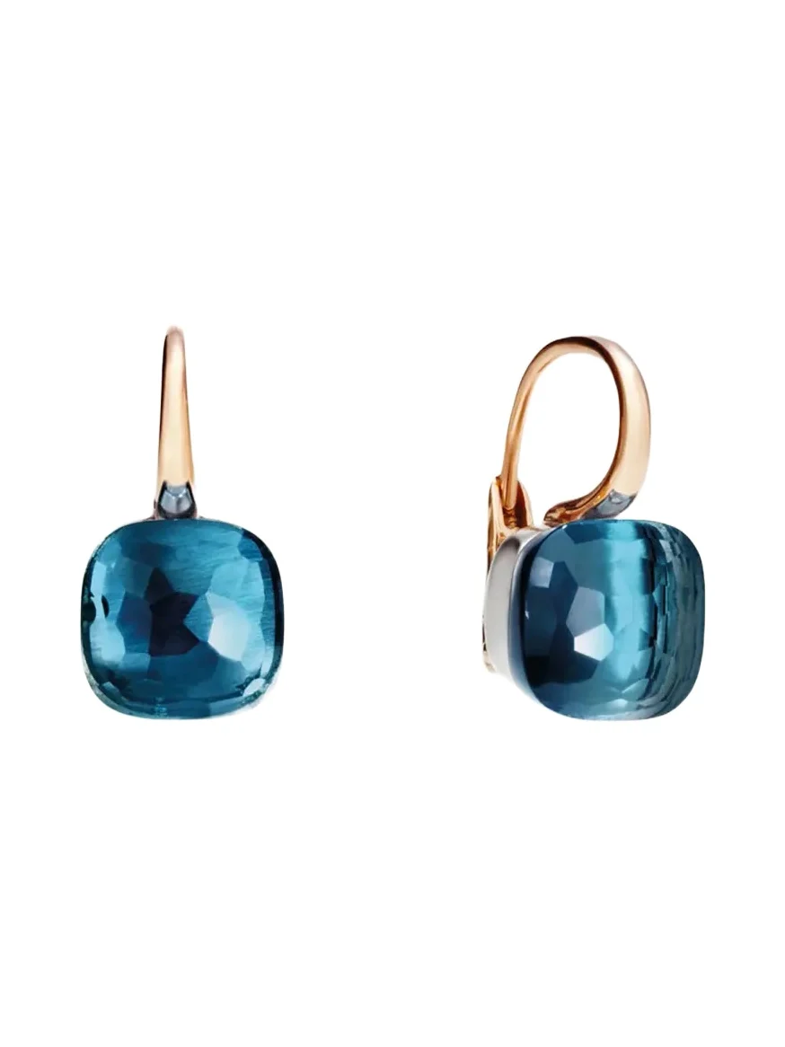 Pomellato Nudo Two-Tone 18K Gold & London Blue Topaz Drop Earrings