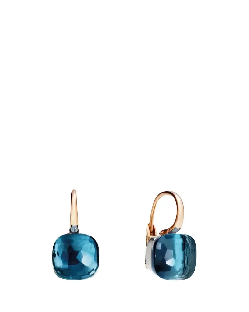 Pomellato Nudo Two-Tone 18K Gold & London Blue Topaz Drop Earrings
