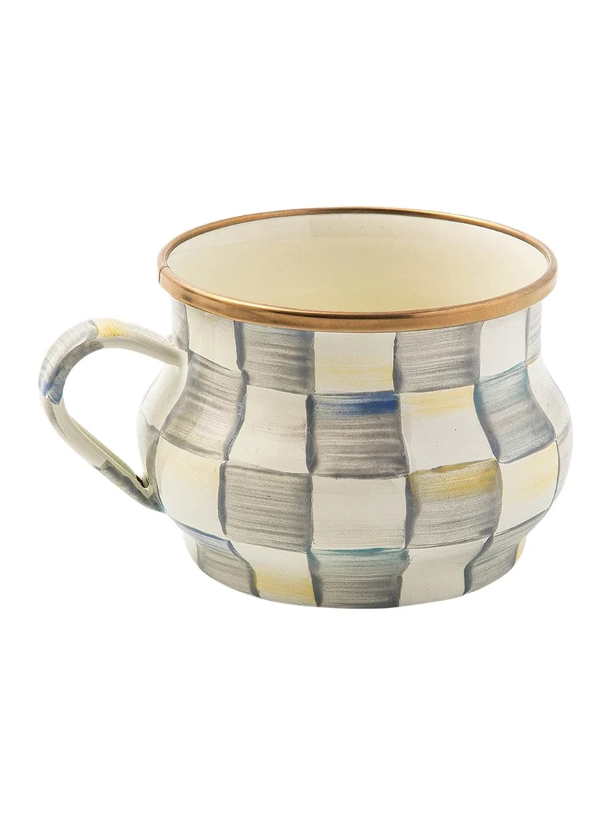 MacKenzie-Childs Sterling Check Enamel Teacup