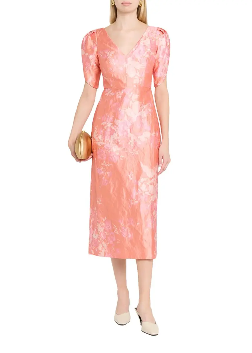 Erdem Floral-Print Textured Satin Midi Dress | Thumbnail 2 Erdem Floral-Print Textured Satin Midi Dress | Thumbnail 2