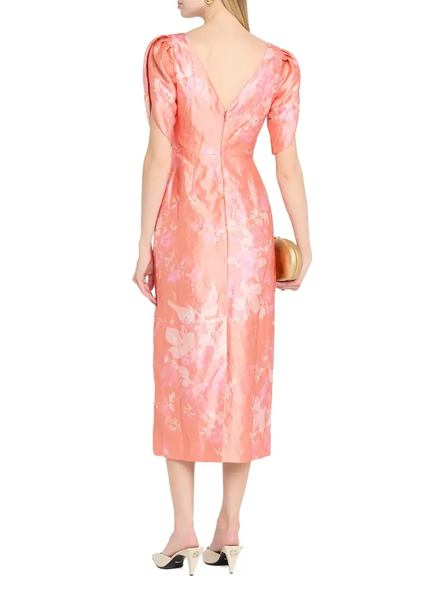Erdem Floral-Print Textured Satin Midi Dress | Thumbnail 3 Erdem Floral-Print Textured Satin Midi Dress | Thumbnail 3