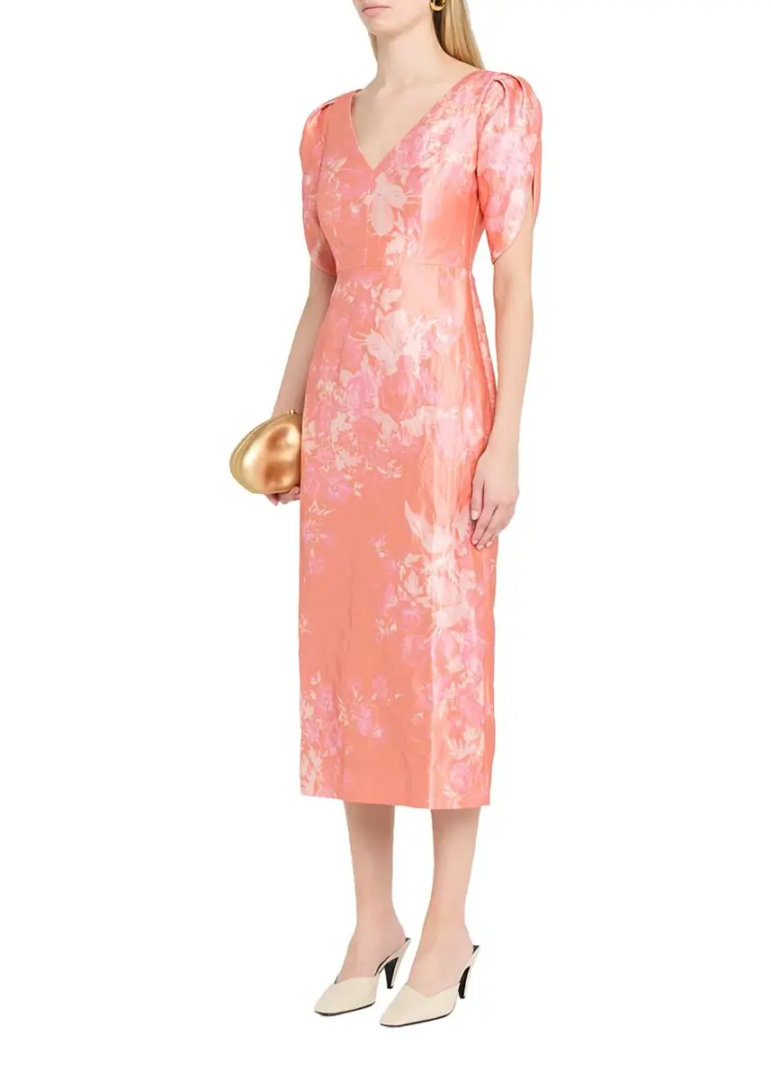 Erdem Floral-Print Textured Satin Midi Dress | Thumbnail 4 Erdem Floral-Print Textured Satin Midi Dress | Thumbnail 4
