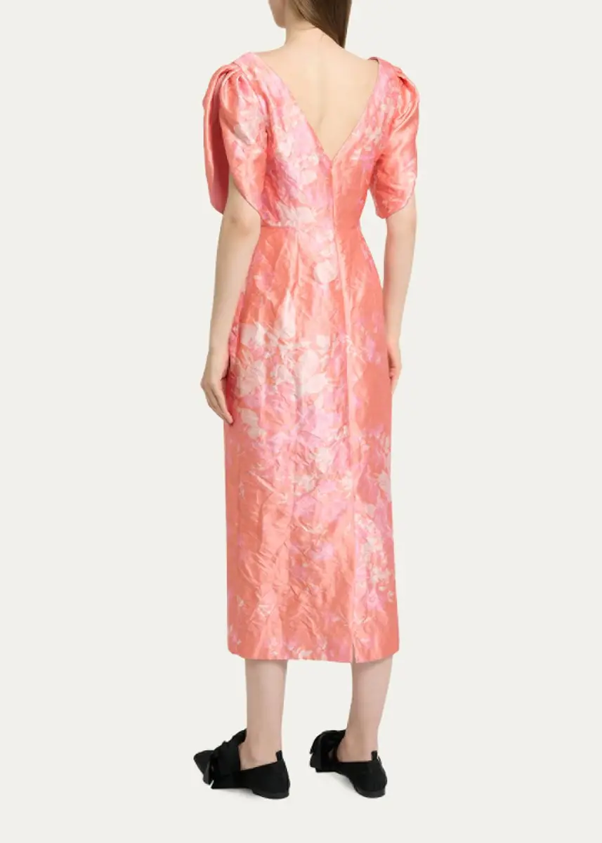 Erdem Floral-Print Textured Satin Midi Dress | Thumbnail 7 Erdem Floral-Print Textured Satin Midi Dress | Thumbnail 7