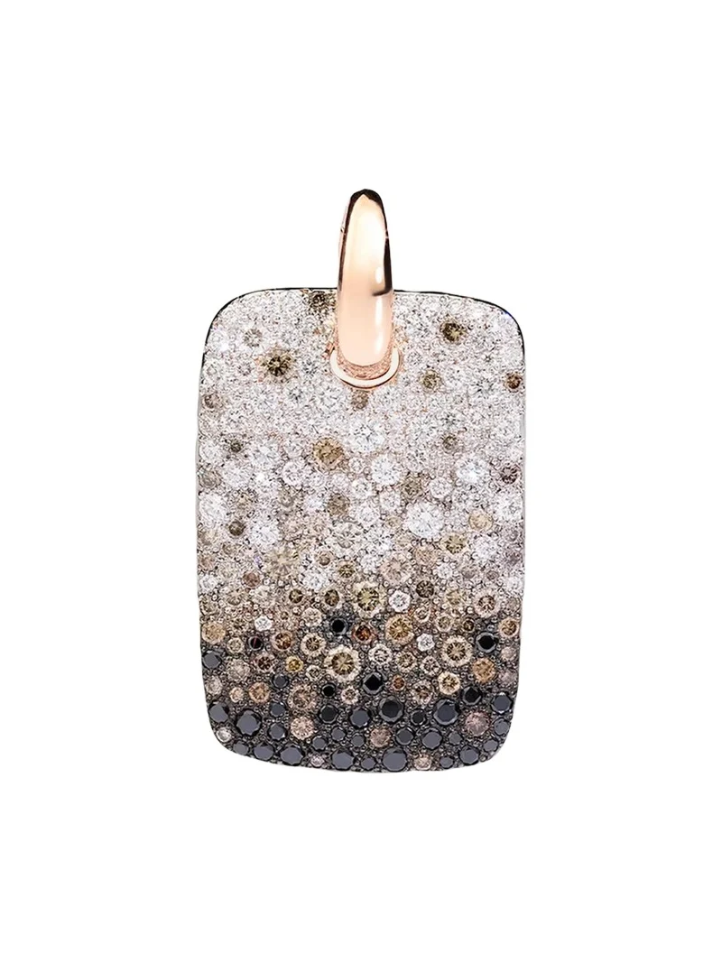 Sabbia 18K Rose Gold Multi Diamond Dogtag Charm