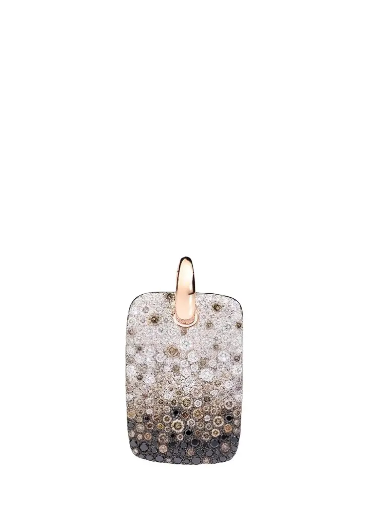 Pomellato Sabbia 18K Rose Gold Multi Diamond Dogtag Charm