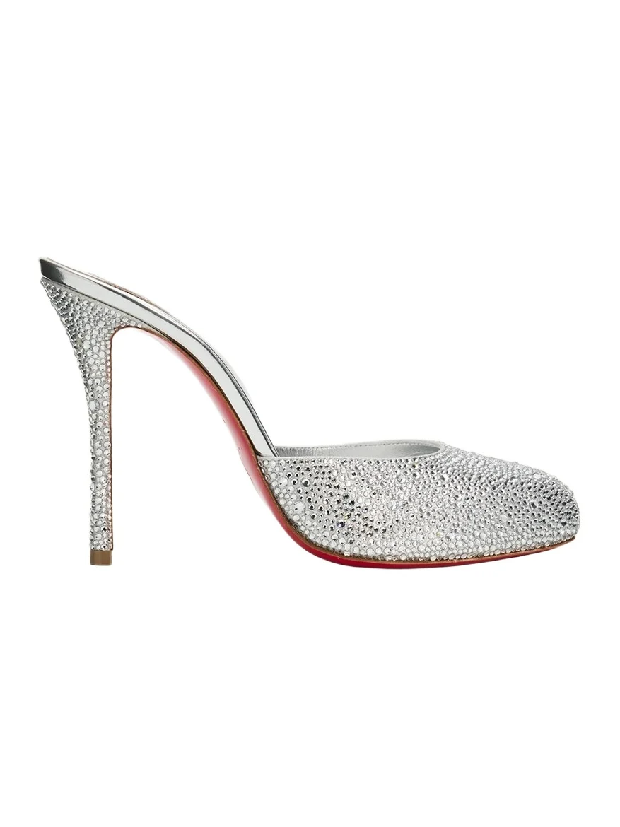 100mm Dolly Strass Metallic Leather Mules 100mm Dolly Strass Metallic Leather Mules