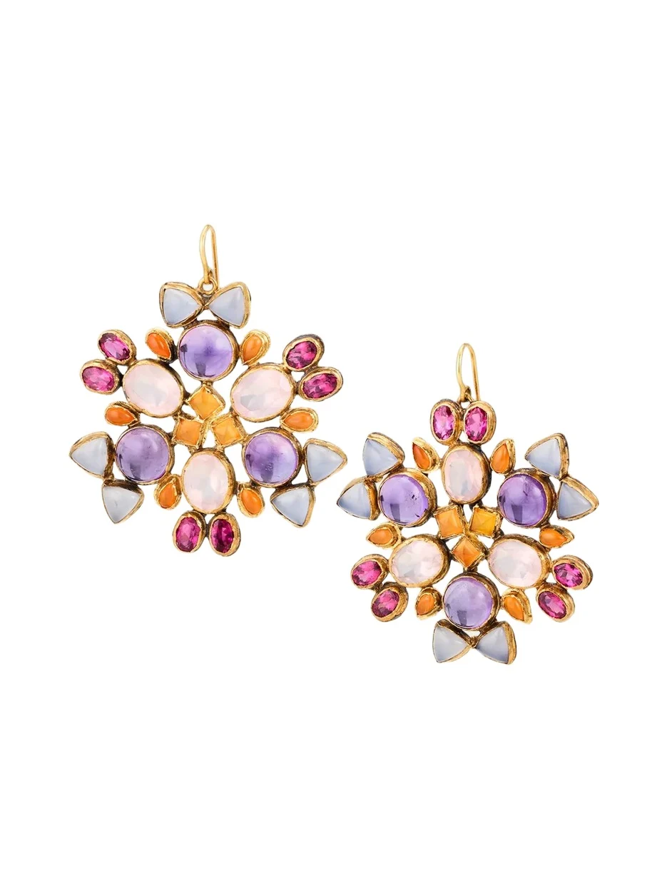 JUDY GEIB 18K Large Kaleidoscope Statement Earrings