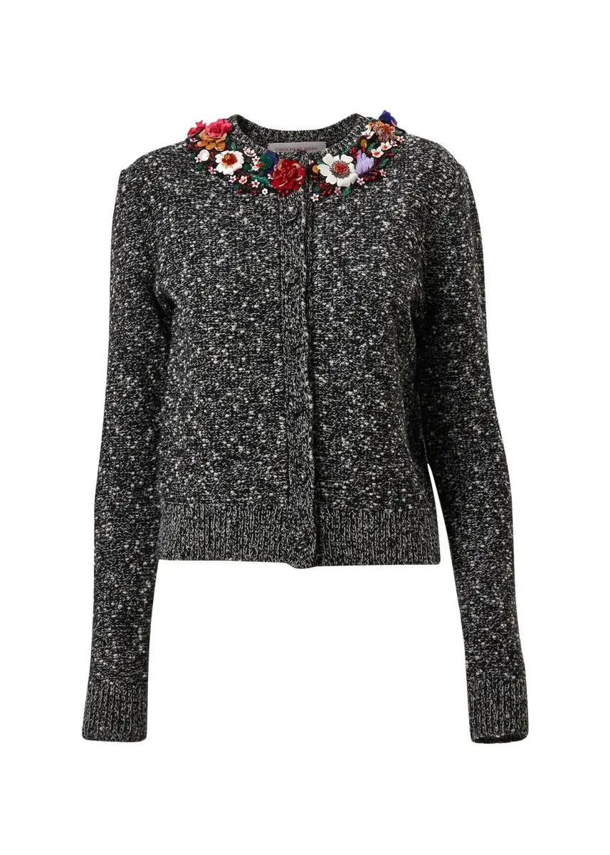 Carolina Herrera Floral Embellished Cardigan | Thumbnail 3