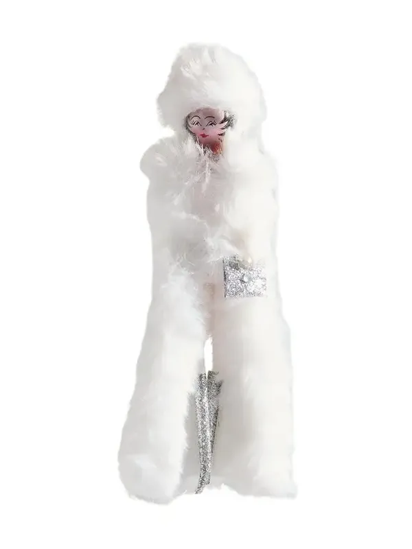 De Carlini Fashionista in Faux Fur Christmas Ornament