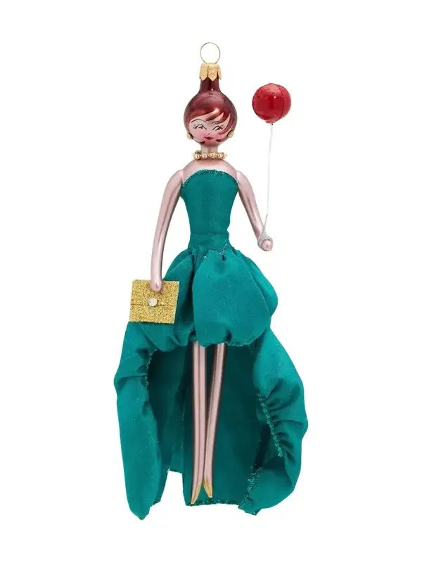 De Carlini Lady In Dress Glass Christmas Ornament
