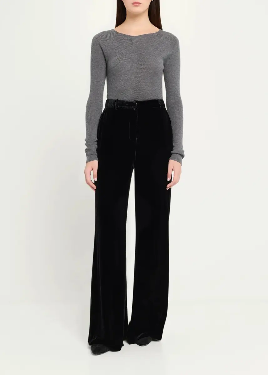 L'Agence Pilar Velvet Wide-Leg Pants | Thumbnail 2 L'Agence Pilar Velvet Wide-Leg Pants | Thumbnail 2