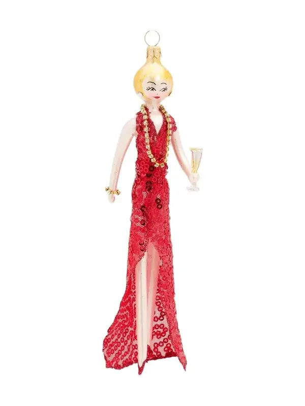De Carlini Lady Sequined Glass Christmas Ornament