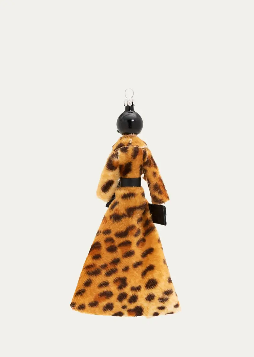De Carlini Embellished Lady In Leopard Glass Ornament | Thumbnail 2