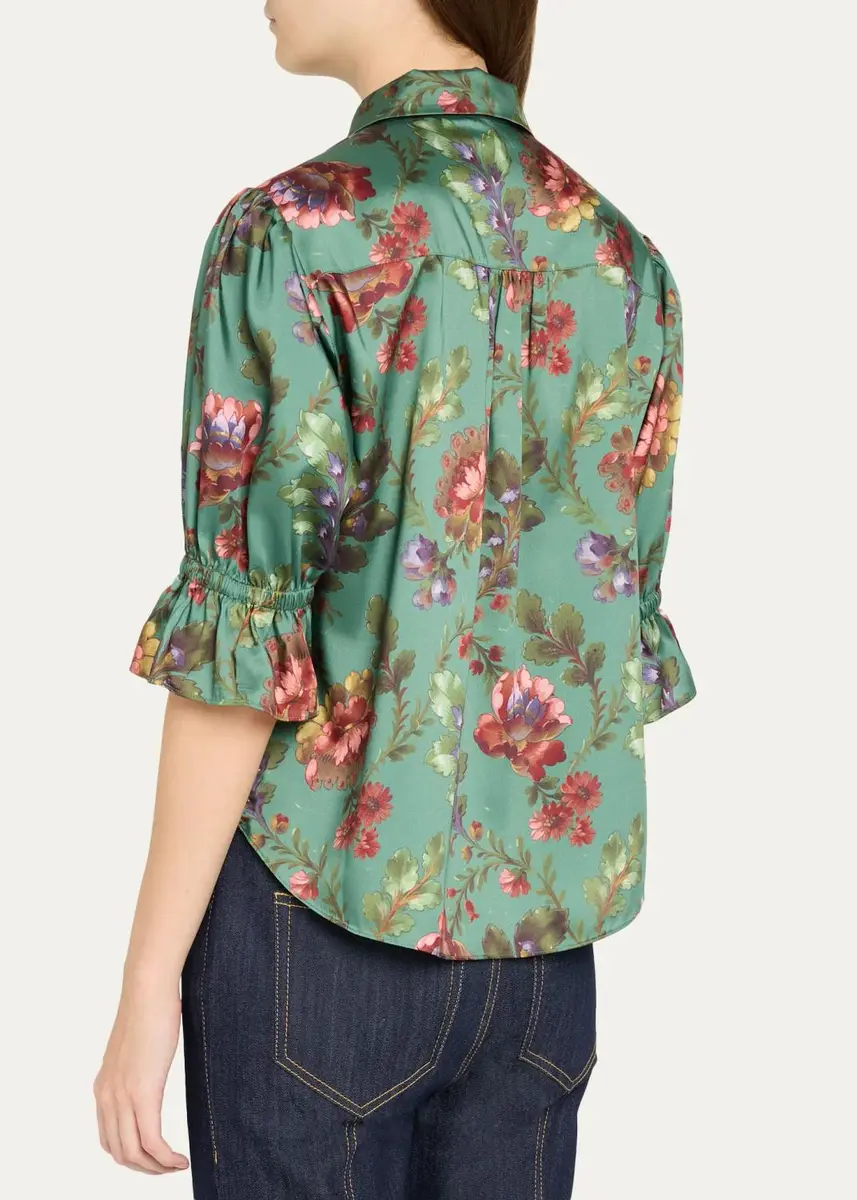 Cinq à Sept Fresco Floral Tie-Neck Blouse | Thumbnail 3 Cinq à Sept Fresco Floral Tie-Neck Blouse | Thumbnail 3
