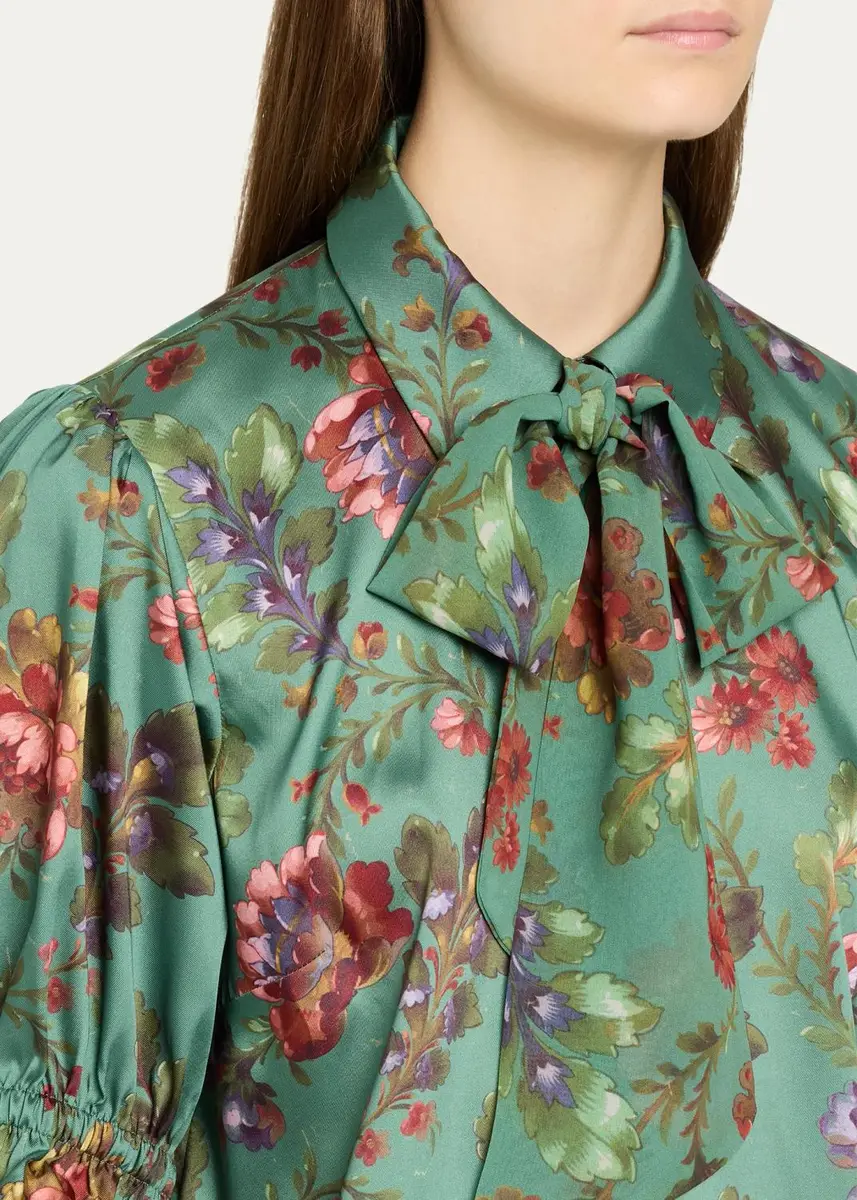 Cinq à Sept Fresco Floral Tie-Neck Blouse | Thumbnail 5 Cinq à Sept Fresco Floral Tie-Neck Blouse | Thumbnail 5
