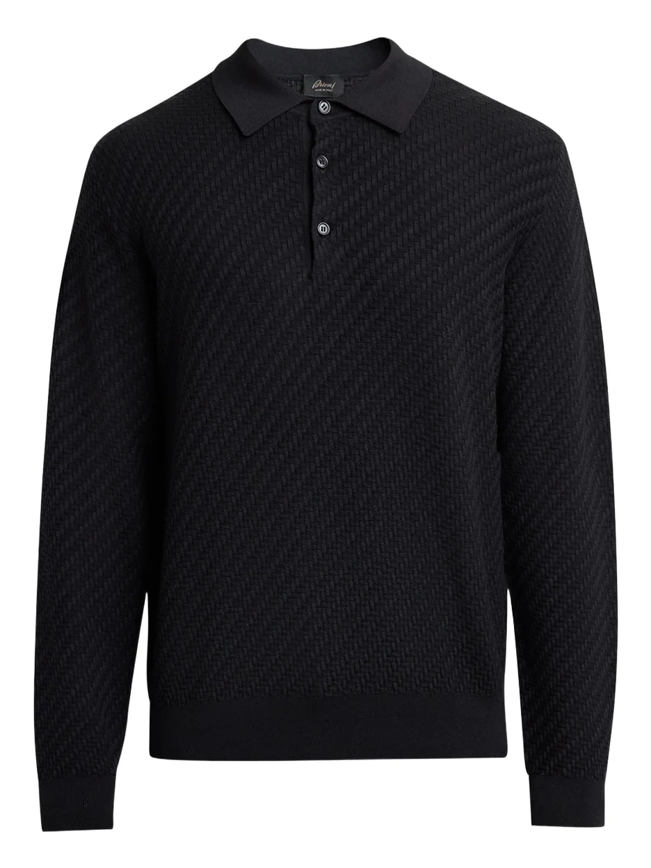 Brioni Men's Basketweave Polo Sweater