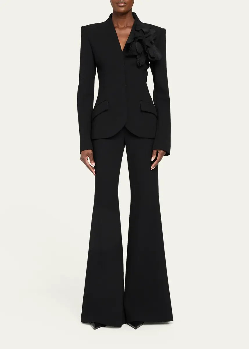 Sergio Hudson Collarless Slim Tailored Wool-Blend Jacket | Thumbnail 2 Sergio Hudson Collarless Slim Tailored Wool-Blend Jacket | Thumbnail 2