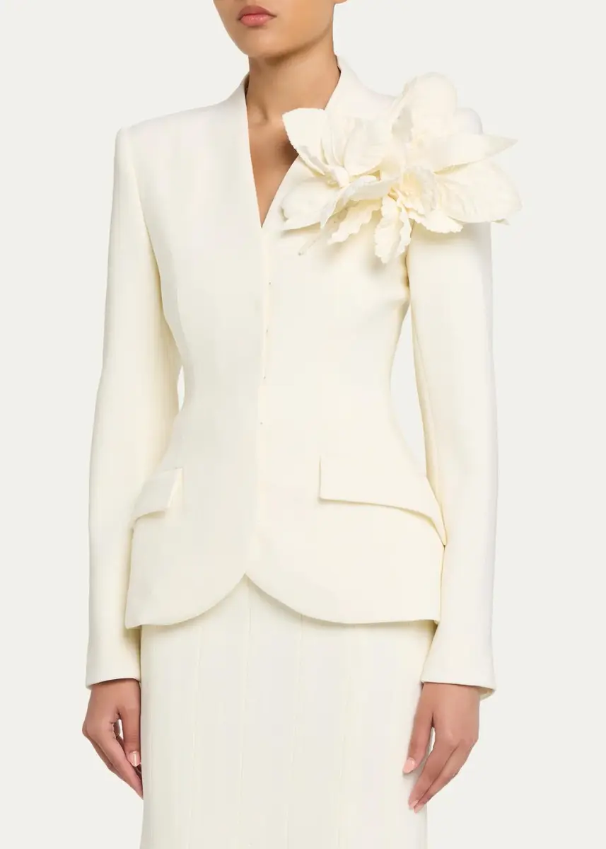 Sergio Hudson Collarless Slim Tailored Wool-Blend Jacket | Thumbnail 12 Sergio Hudson Collarless Slim Tailored Wool-Blend Jacket | Thumbnail 12