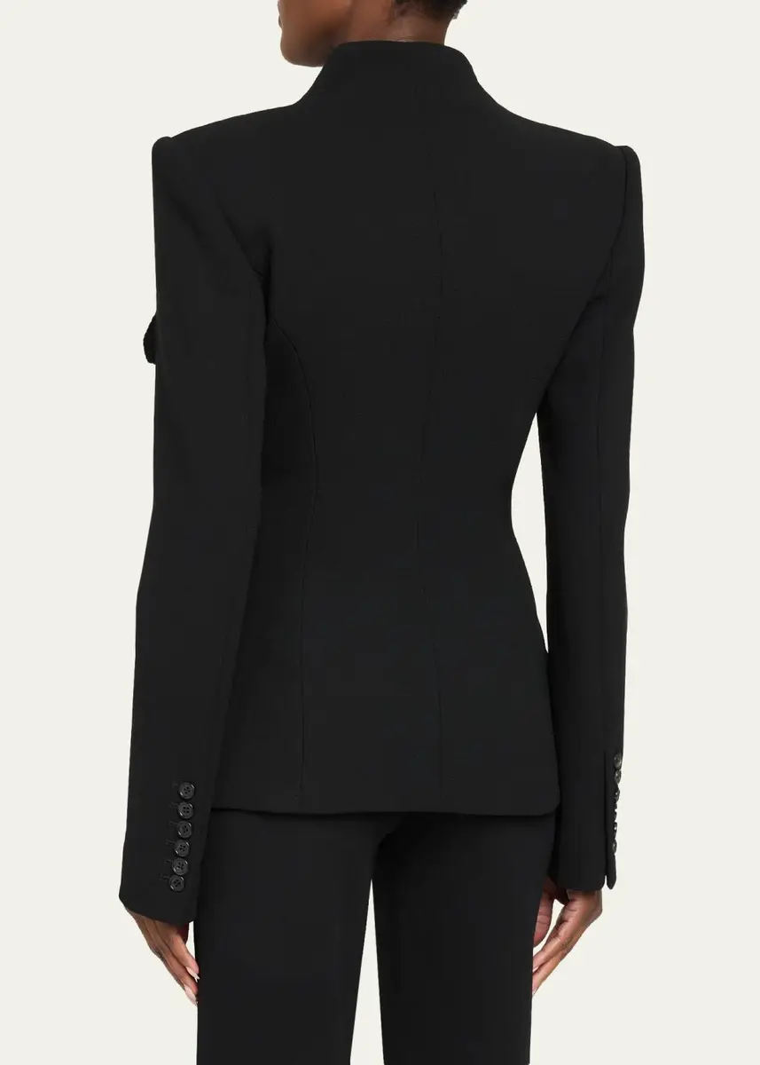Sergio Hudson Collarless Slim Tailored Wool-Blend Jacket | Thumbnail 3 Sergio Hudson Collarless Slim Tailored Wool-Blend Jacket | Thumbnail 3