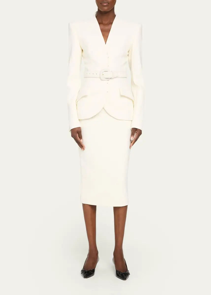 Sergio Hudson Collarless Slim Tailored Wool-Blend Jacket | Thumbnail 6 Sergio Hudson Collarless Slim Tailored Wool-Blend Jacket | Thumbnail 6