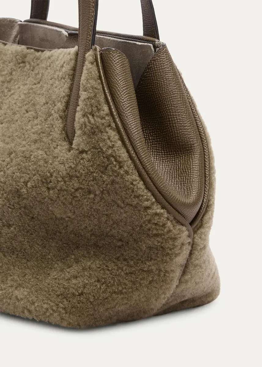 Valextra Gio Small Leather & Shearling Tote Bag | Thumbnail 3 Valextra Gio Small Leather & Shearling Tote Bag | Thumbnail 3