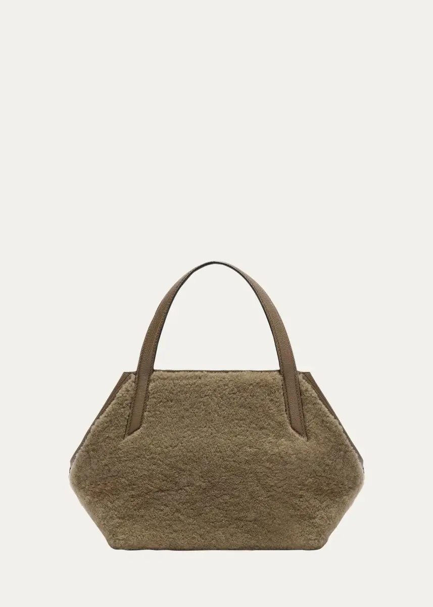 Valextra Gio Small Leather & Shearling Tote Bag | Thumbnail 4 Valextra Gio Small Leather & Shearling Tote Bag | Thumbnail 4