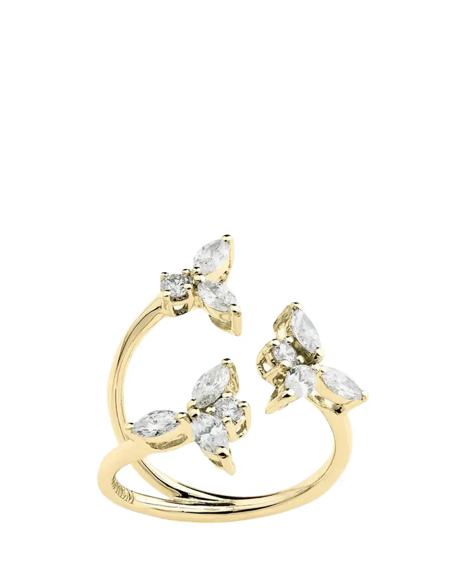 YEPREM 18K Yellow Gold Diamond Y-Conic Snowflake Stackable Ring | Thumbnail 2 YEPREM 18K Yellow Gold Diamond Y-Conic Snowflake Stackable Ring | Thumbnail 2