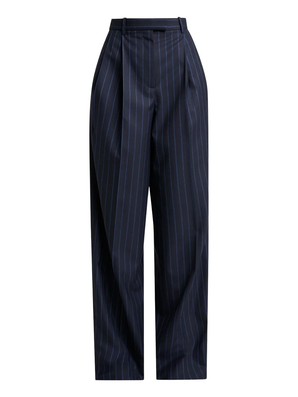 Striped Pleated Wool-Cashmere Pants