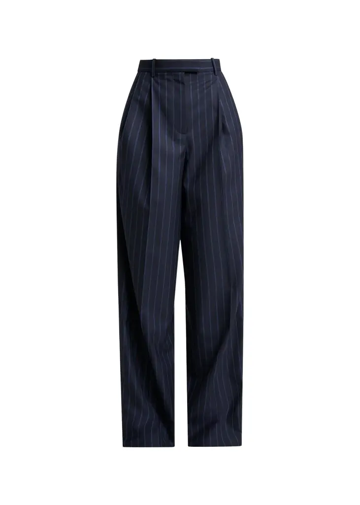 Striped Pleated Wool-Cashmere Pants Striped Pleated Wool-Cashmere Pants