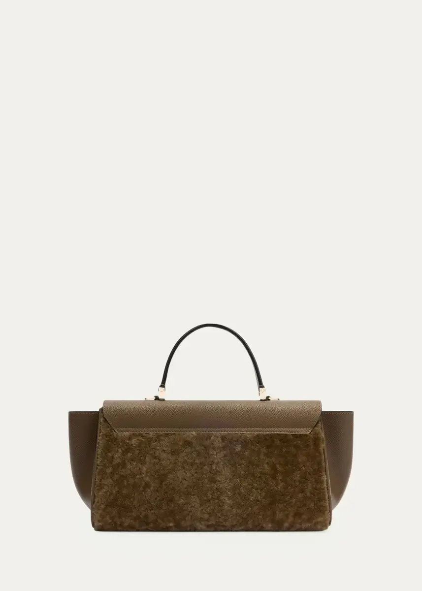 Valextra Iside Editor Shearling & Leather Top-Handle Bag | Thumbnail 3 Valextra Iside Editor Shearling & Leather Top-Handle Bag | Thumbnail 3