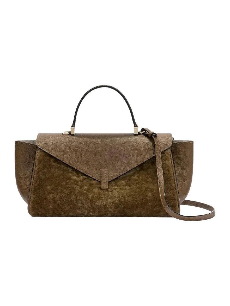 Iside Editor Shearling & Leather Top-Handle Bag