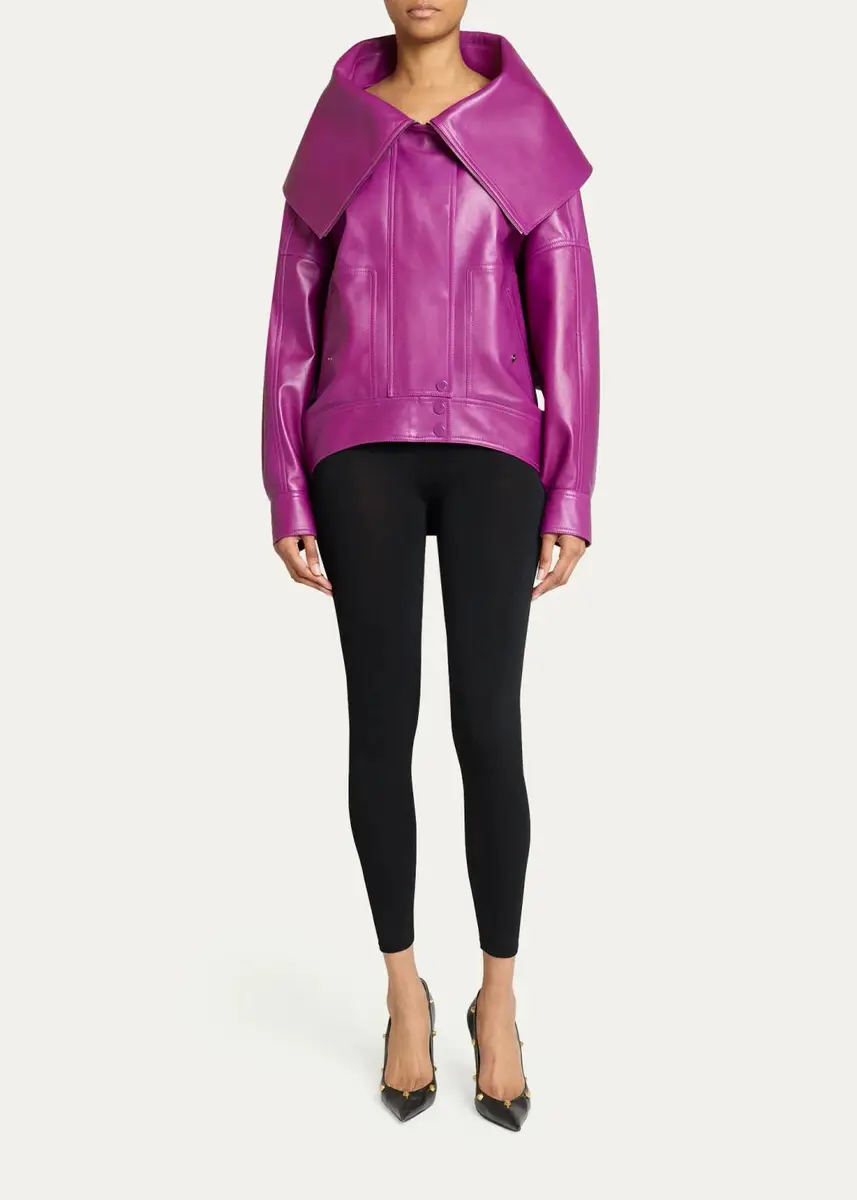 Balenciaga High-Collar Leather Bomber Jacket | Thumbnail 2 Balenciaga High-Collar Leather Bomber Jacket | Thumbnail 2