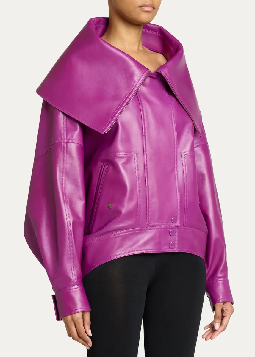 Balenciaga High-Collar Leather Bomber Jacket | Thumbnail 4 Balenciaga High-Collar Leather Bomber Jacket | Thumbnail 4