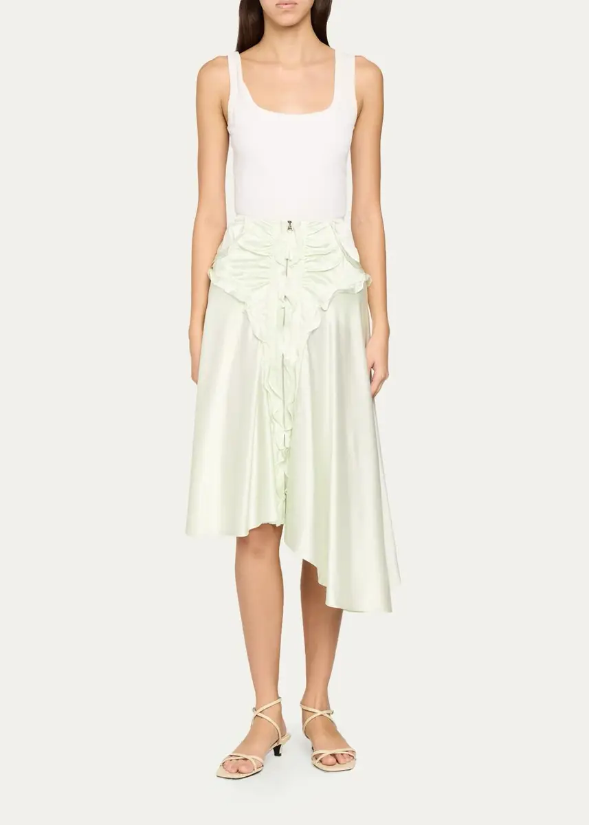 Christopher Esber Gwen Silk Satin Ruffled Asymmetric Skirt | Thumbnail 2 Christopher Esber Gwen Silk Satin Ruffled Asymmetric Skirt | Thumbnail 2