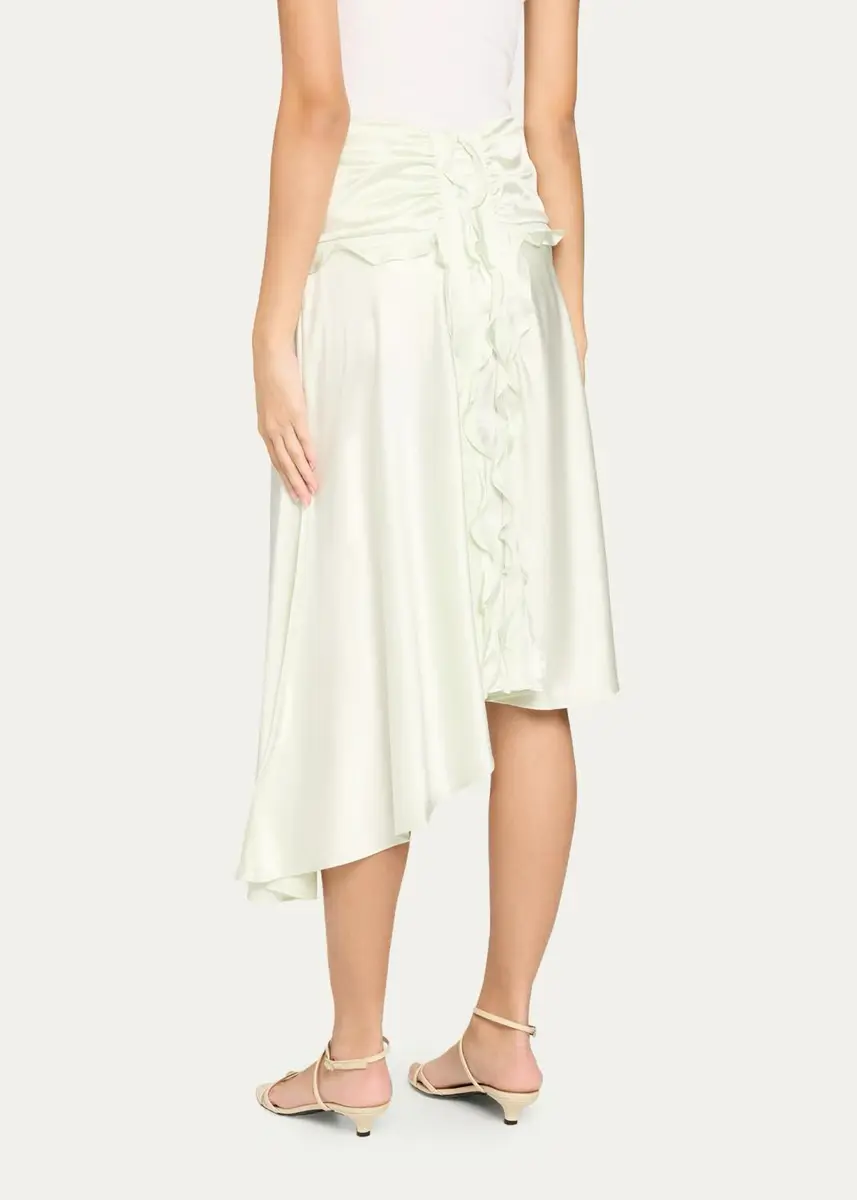 Christopher Esber Gwen Silk Satin Ruffled Asymmetric Skirt | Thumbnail 3 Christopher Esber Gwen Silk Satin Ruffled Asymmetric Skirt | Thumbnail 3