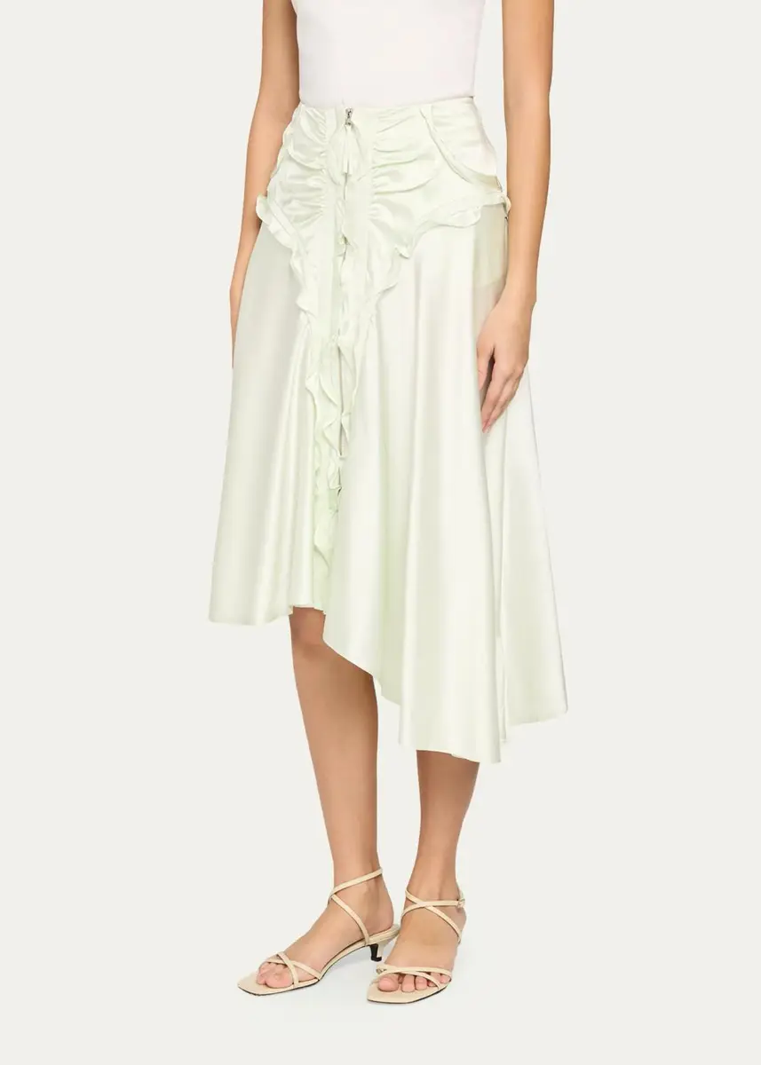Christopher Esber Gwen Silk Satin Ruffled Asymmetric Skirt | Thumbnail 4 Christopher Esber Gwen Silk Satin Ruffled Asymmetric Skirt | Thumbnail 4