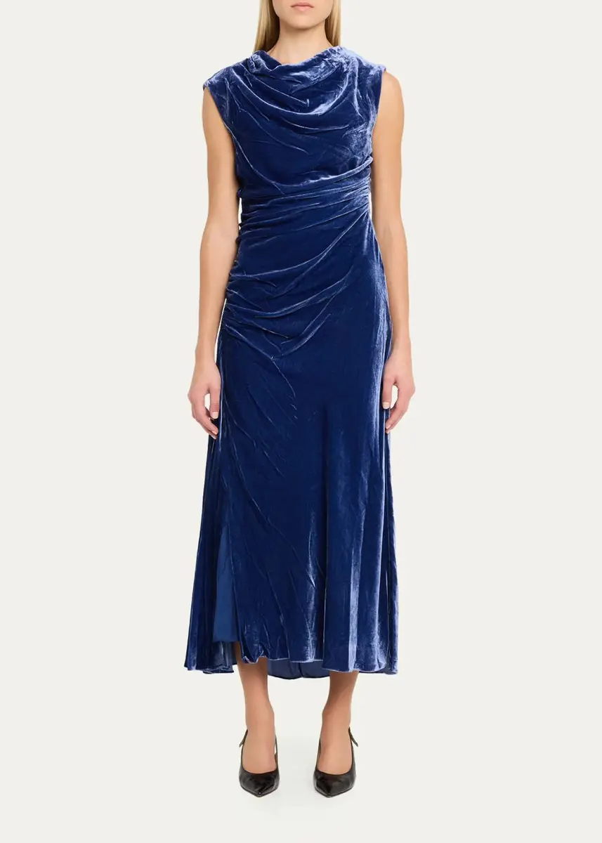 Simkhai Burke Draped Velvet Midi Dress | Thumbnail 2 Simkhai Burke Draped Velvet Midi Dress | Thumbnail 2