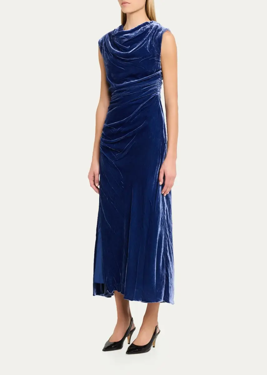 Simkhai Burke Draped Velvet Midi Dress | Thumbnail 4 Simkhai Burke Draped Velvet Midi Dress | Thumbnail 4