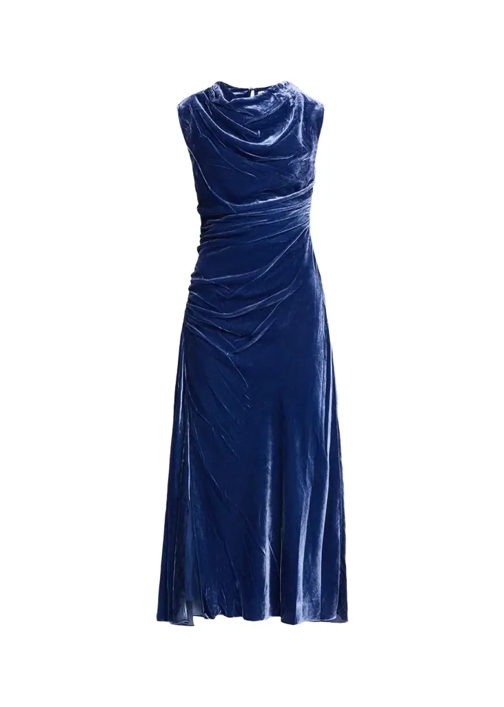 Simkhai Burke Draped Velvet Midi Dress