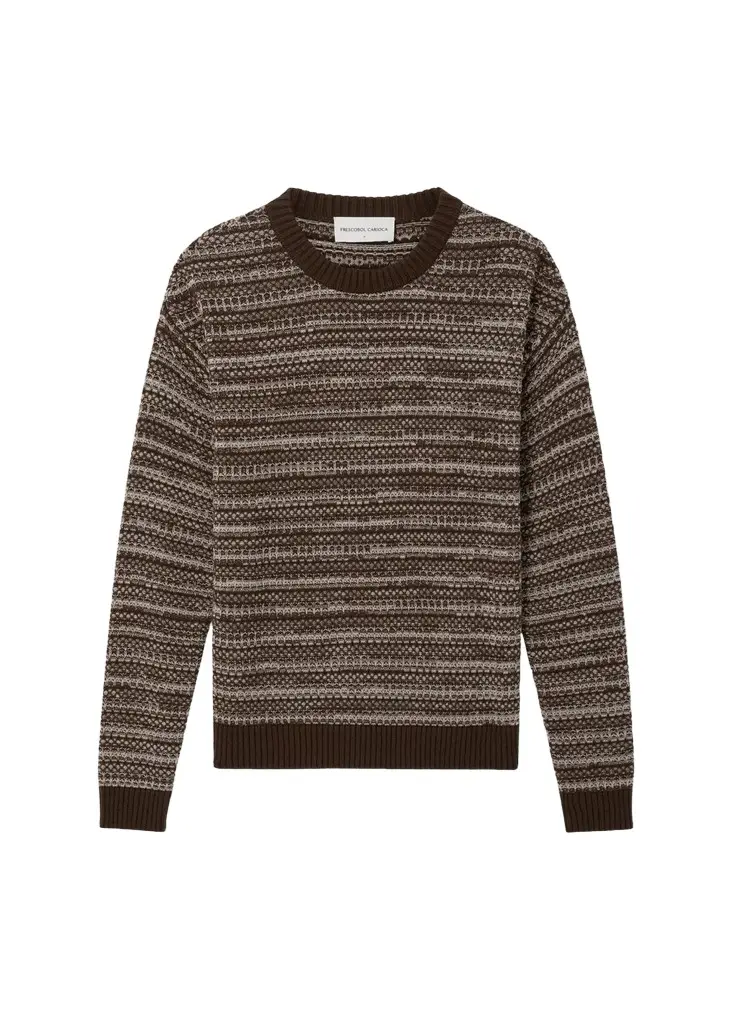 Frescobol Carioca Men's Cotton Jacquard Stripe Crewneck Sweater