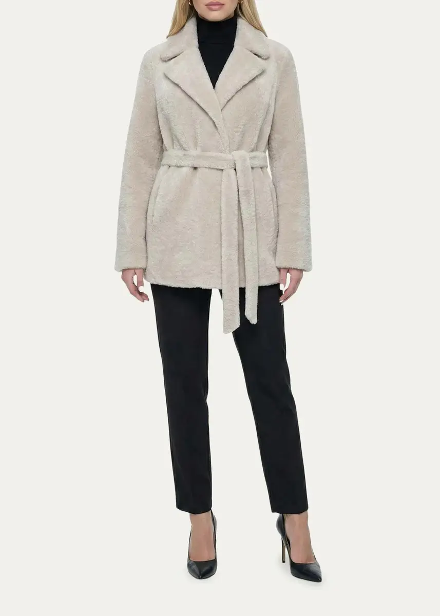 Gorski Select Textured Shearling Lamb Belted Jacket | Thumbnail 2 Gorski Select Textured Shearling Lamb Belted Jacket | Thumbnail 2