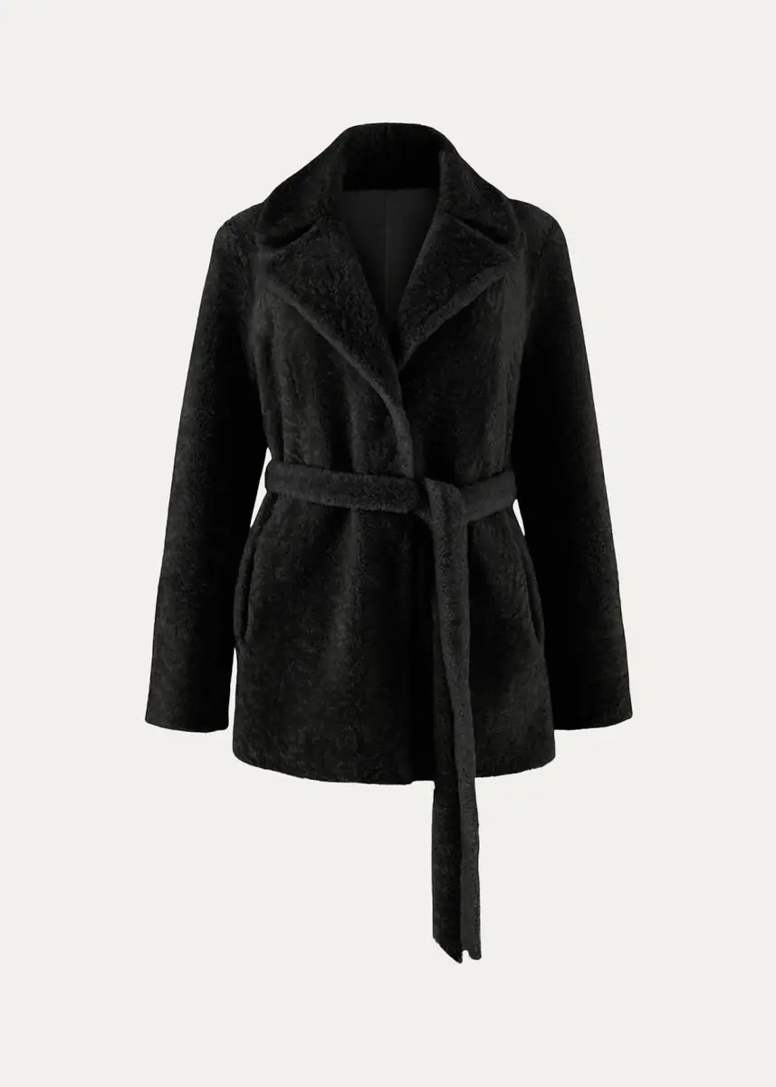Gorski Select Textured Shearling Lamb Belted Jacket | Thumbnail 5 Gorski Select Textured Shearling Lamb Belted Jacket | Thumbnail 5