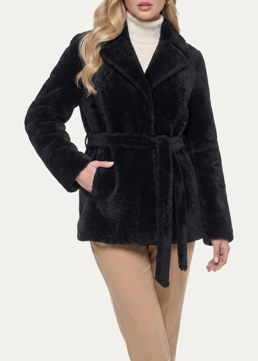Gorski Select Textured Shearling Lamb Belted Jacket | Thumbnail 8 Gorski Select Textured Shearling Lamb Belted Jacket | Thumbnail 8