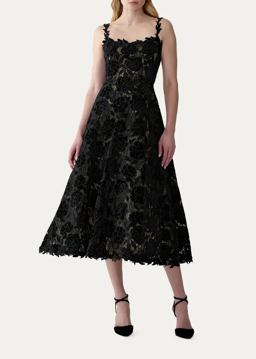 Carolina Herrera Chalet Floral Guipure Lace Midi Dress | Thumbnail 4 Carolina Herrera Chalet Floral Guipure Lace Midi Dress | Thumbnail 4
